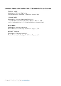 Automated Human Mind Reading Using EEG Signals for Seizure Detection