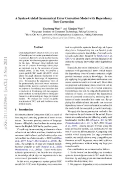 A Syntax-Guided Grammatical Error Correction Model with Dependency Tree
  Correction