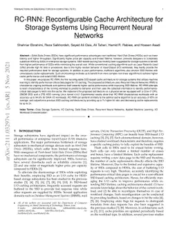 RC-RNN: Reconfigurable Cache Architecture for Storage Systems Using
  Recurrent Neural Networks