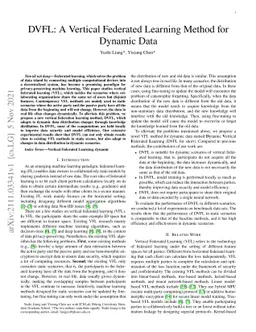 DVFL: A Vertical Federated Learning Method for Dynamic Data