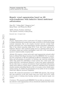 Hepatic vessel segmentation based on 3D swin-transformer with inductive
  biased multi-head self-attention