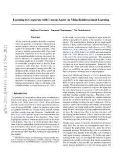 Learning to Cooperate with Unseen Agent via Meta-Reinforcement Learning