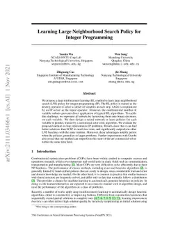 Learning Large Neighborhood Search Policy for Integer Programming
