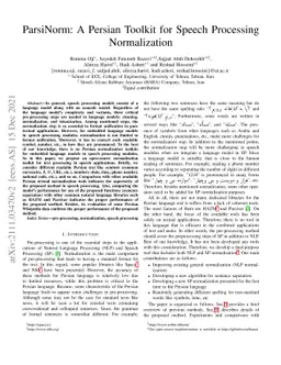 ParsiNorm: A Persian Toolkit for Speech Processing Normalization