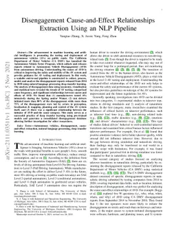 Disengagement Cause-and-Effect Relationships Extraction Using an NLP
  Pipeline