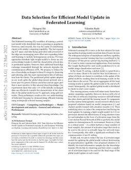 Data Selection for Efficient Model Update in Federated Learning