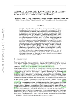 AUTOKD: Automatic Knowledge Distillation Into A Student Architecture
  Family