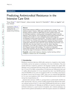 Predicting Antimicrobial Resistance in the Intensive Care Unit