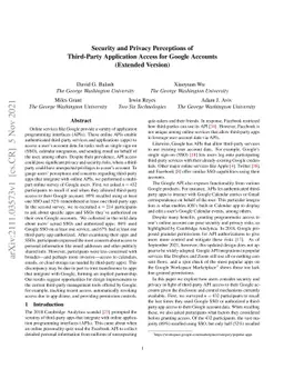Security and Privacy Perceptions of Third-Party Application Access for
  Google Accounts (Extended Version)