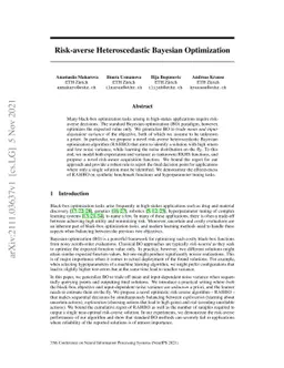 Risk-averse Heteroscedastic Bayesian Optimization