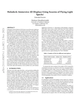 Holodeck: Immersive 3D Displays Using Swarms of Flying Light Specks