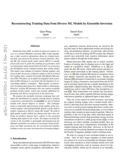 Reconstructing Training Data from Diverse ML Models by Ensemble
  Inversion