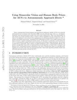 Using Monocular Vision and Human Body Priors for AUVs to Autonomously
  Approach Divers