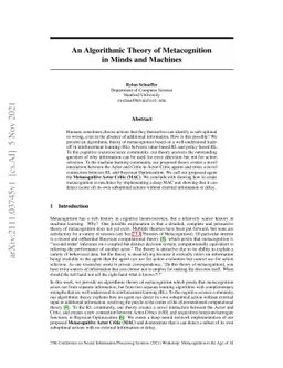 An Algorithmic Theory of Metacognition in Minds and Machines
