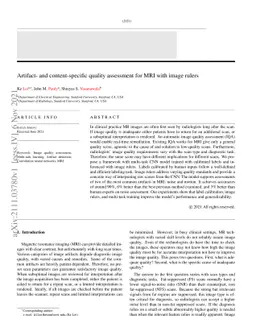 Artifact- and content-specific quality assessment for MRI with image
  rulers