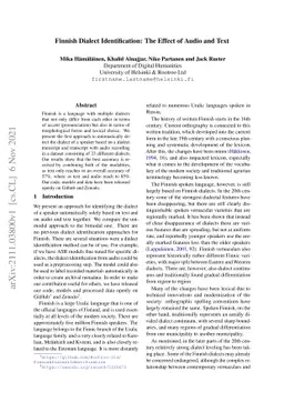 Finnish Dialect Identification: The Effect of Audio and Text