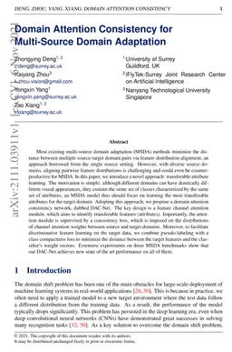 Domain Attention Consistency for Multi-Source Domain Adaptation