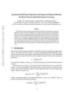 Exponential Bellman Equation and Improved Regret Bounds for
  Risk-Sensitive Reinforcement Learning