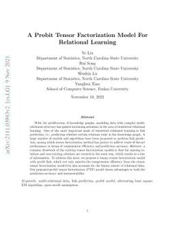 A Probit Tensor Factorization Model For Relational Learning