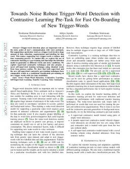 Towards noise robust trigger-word detection with contrastive learning
  pre-task for fast on-boarding of new trigger-words
