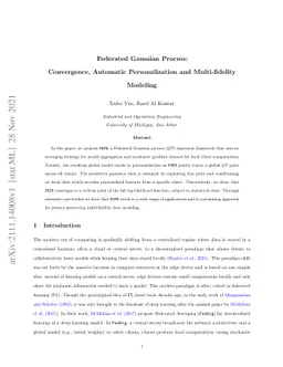 Federated Gaussian Process: Convergence, Automatic Personalization and
  Multi-fidelity Modeling
