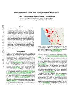 Learning Wildfire Model from Incomplete State Observations
