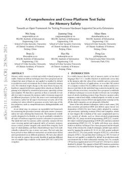 A Comprehensive and Cross-Platform Test Suite for Memory Safety --
  Towards an Open Framework for Testing Processor Hardware Supported Security
  Extensions