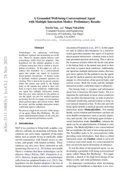 A Grounded Well-being Conversational Agent with Multiple Interaction
  Modes: Preliminary Results