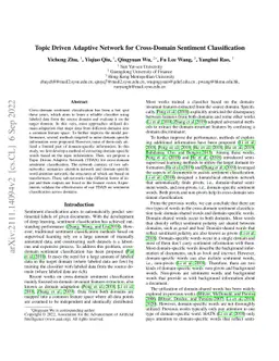 Topic Driven Adaptive Network for Cross-Domain Sentiment Classification