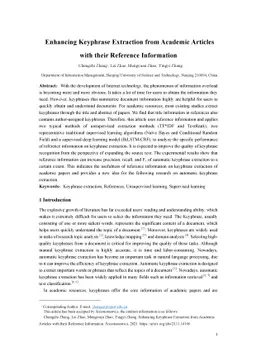 Enhancing Keyphrase Extraction from Academic Articles with their
  Reference Information