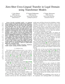 Zero-Shot Cross-Lingual Transfer in Legal Domain Using Transformer
  Models