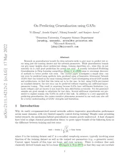 On Predicting Generalization using GANs