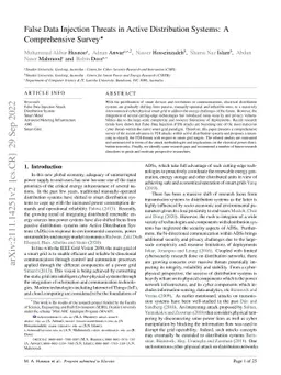 False Data Injection Threats in Active Distribution Systems: A
  Comprehensive Survey