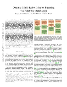 Optimal Multi-Robot Motion Planning via Parabolic Relaxation