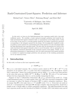 Rank-Constrained Least-Squares: Prediction and Inference
