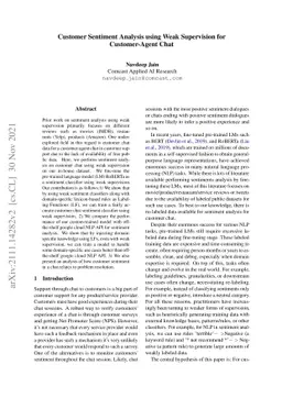 Customer Sentiment Analysis using Weak Supervision for Customer-Agent
  Chat