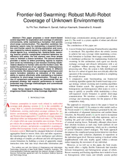 Frontier-led Swarming: Robust Multi-Robot Coverage of Unknown
  Environments