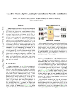 TAL: Two-stream Adaptive Learning for Generalizable Person
  Re-identification