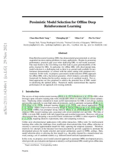 Pessimistic Model Selection for Offline Deep Reinforcement Learning