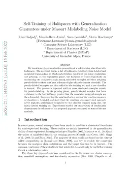 Self-Training of Halfspaces with Generalization Guarantees under Massart
  Mislabeling Noise Model