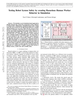 Testing Robot System Safety by creating Hazardous Human Worker Behavior
  in Simulation