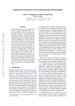 Action based Network for Conversation Question Reformulation