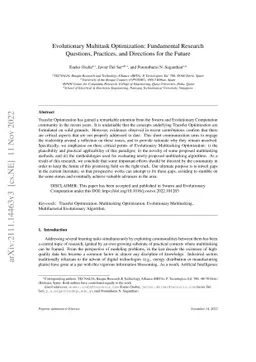 Evolutionary Multitask Optimization: Fundamental Research Questions,
  Practices, and Directions for the Future