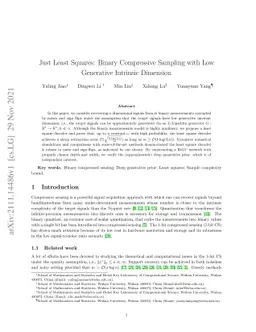 Just Least Squares: Binary Compressive Sampling with Low Generative
  Intrinsic Dimension