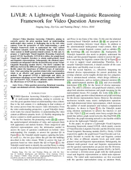 LiVLR: A Lightweight Visual-Linguistic Reasoning Framework for Video
  Question Answering