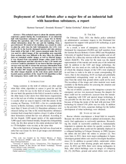 Deployment of Aerial Robots after a major fire of an industrial hall
  with hazardous substances, a report