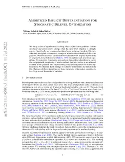 Amortized Implicit Differentiation for Stochastic Bilevel Optimization