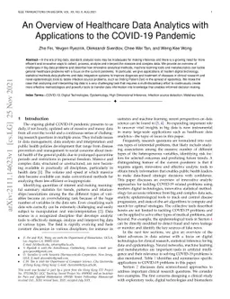 An Overview of Healthcare Data Analytics With Applications to the
  COVID-19 Pandemic