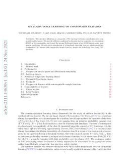 On computable learning of continuous features