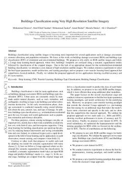 Buildings Classification using Very High Resolution Satellite Imagery